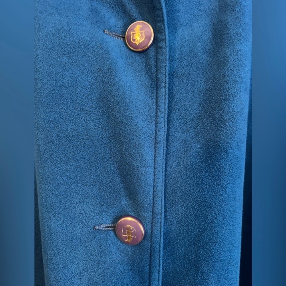 Count Romi Ultrasuede Vintage 80s Cobalt Blue Long Sleeve Trench‎ Coat Size 8 - Picture 5 of 14